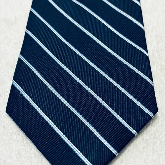 Jos. A. Bank Navy Tie with White Pinstripes - Picture 2 of 4